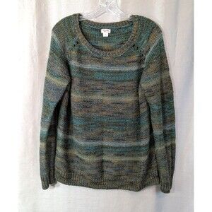 Mossimo Oversize Sized L Crew Neck Pullover Sweater Blue/Green Tones Long Sleeve